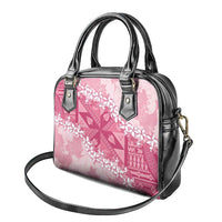 Bula Fiji Plumeria Tagimoucia Salusalu Pink Shoulder Handbag Kaiviti Masi - Polynesian Pride