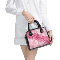 Bula Fiji Plumeria Tagimoucia Salusalu Pink Shoulder Handbag Kaiviti Masi - Polynesian Pride