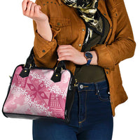 Bula Fiji Plumeria Tagimoucia Salusalu Pink Shoulder Handbag Kaiviti Masi - Polynesian Pride