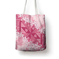 Bula Fiji Plumeria Tagimoucia Salusalu Pink Tote Bag Kaiviti Masi - Polynesian Pride