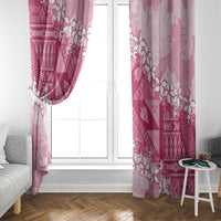 Bula Fiji Plumeria Tagimoucia Salusalu Pink Window Curtain Kaiviti Masi - Polynesian Pride