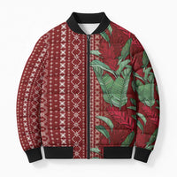 Women's Day Samoa Malu Tattoo Inspired Mix Teuila Bomber Puffer Jacket Scarlet