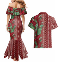 Women's Day Samoa Malu Tattoo Inspired Mix Teuila Couples Matching Mermaid Dress and Hawaiian Shirt Scarlet