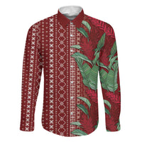 Women's Day Samoa Malu Tattoo Inspired Mix Teuila Family Matching Off Shoulder Maxi Dress and Hawaiian Shirt Scarlet LT7 Dad's Shirt - Long Sleeve Scarlet - Polynesian Pride