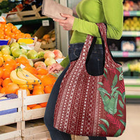 Women's Day Samoa Malu Tattoo Inspired Mix Teuila Grocery Bag Scarlet