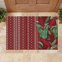 Women's Day Samoa Malu Tattoo Inspired Mix Teuila Rubber Doormat Scarlet
