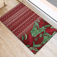 Women's Day Samoa Malu Tattoo Inspired Mix Teuila Rubber Doormat Scarlet