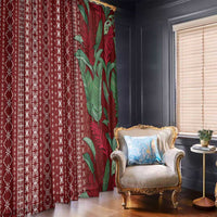 Women's Day Samoa Malu Tattoo Inspired Mix Teuila Window Curtain Scarlet