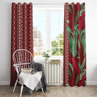 Women's Day Samoa Malu Tattoo Inspired Mix Teuila Window Curtain Scarlet