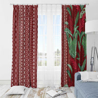 Women's Day Samoa Malu Tattoo Inspired Mix Teuila Window Curtain Scarlet