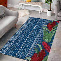 Women's Day Samoa Malu Tattoo Inspired Mix Teuila Area Rug Royal Blue