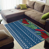 Women's Day Samoa Malu Tattoo Inspired Mix Teuila Area Rug Royal Blue