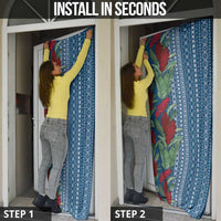 Women's Day Samoa Malu Tattoo Inspired Mix Teuila Door Cover Royal Blue