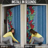 Women's Day Samoa Malu Tattoo Inspired Mix Teuila Door Cover Royal Blue