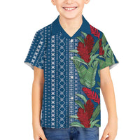 Women's Day Samoa Malu Tattoo Inspired Mix Teuila Family Matching Off Shoulder Short Dress and Hawaiian Shirt Royal Blue