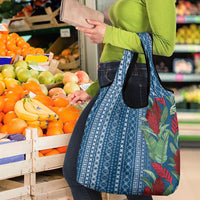 Women's Day Samoa Malu Tattoo Inspired Mix Teuila Grocery Bag Royal Blue