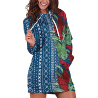 Women's Day Samoa Malu Tattoo Inspired Mix Teuila Hoodie Dress Royal Blue
