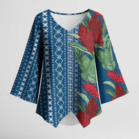 Women's Day Samoa Malu Tattoo Inspired Mix Teuila Kimono Sleeve Blouse Royal Blue LT7 Female Royal Blue - Polynesian Pride