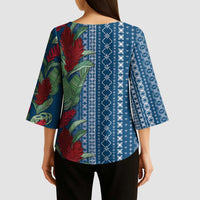 Women's Day Samoa Malu Tattoo Inspired Mix Teuila Kimono Sleeve Blouse Royal Blue LT7 - Polynesian Pride