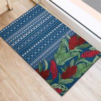 Women's Day Samoa Malu Tattoo Inspired Mix Teuila Rubber Doormat Royal Blue