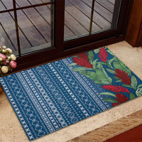 Women's Day Samoa Malu Tattoo Inspired Mix Teuila Rubber Doormat Royal Blue