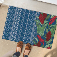 Women's Day Samoa Malu Tattoo Inspired Mix Teuila Rubber Doormat Royal Blue
