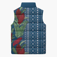Women's Day Samoa Malu Tattoo Inspired Mix Teuila Sleeveless Puffer Jacket Royal Blue