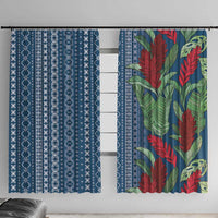 Women's Day Samoa Malu Tattoo Inspired Mix Teuila Window Curtain Royal Blue