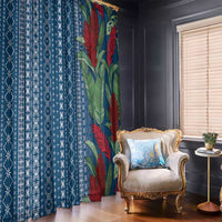 Women's Day Samoa Malu Tattoo Inspired Mix Teuila Window Curtain Royal Blue