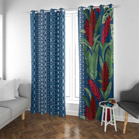 Women's Day Samoa Malu Tattoo Inspired Mix Teuila Window Curtain Royal Blue
