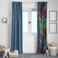 Women's Day Samoa Malu Tattoo Inspired Mix Teuila Window Curtain Royal Blue