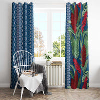 Women's Day Samoa Malu Tattoo Inspired Mix Teuila Window Curtain Royal Blue