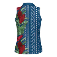 Women's Day Samoa Malu Tattoo Inspired Mix Teuila Women Sleeveless Polo Shirt Royal Blue