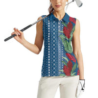 Women's Day Samoa Malu Tattoo Inspired Mix Teuila Women Sleeveless Polo Shirt Royal Blue