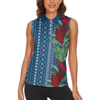 Women's Day Samoa Malu Tattoo Inspired Mix Teuila Women Sleeveless Polo Shirt Royal Blue