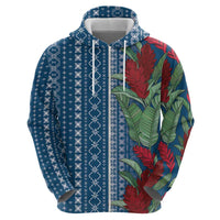 Women's Day Samoa Malu Tattoo Inspired Mix Teuila Zip Hoodie Royal Blue LT7 - Polynesian Pride