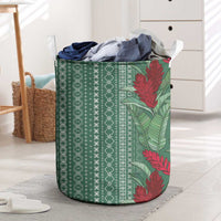 Women's Day Samoa Malu Tattoo Inspired Mix Teuila Laundry Basket Sage Green