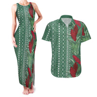 Women's Day Samoa Malu Tattoo Inspired Mix Teuila Couples Matching Tank Maxi Dress and Hawaiian Shirt Sage Green