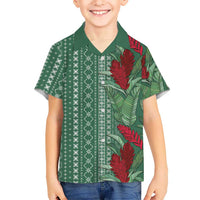 Women's Day Samoa Malu Tattoo Inspired Mix Teuila Family Matching Off Shoulder Maxi Dress and Hawaiian Shirt Sage Green LT7 Son's Shirt Sage Green - Polynesian Pride