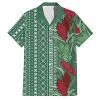 Women's Day Samoa Malu Tattoo Inspired Mix Teuila Family Matching Puletasi and Hawaiian Shirt Sage Green LT7 Dad's Shirt - Short Sleeve Sage Green - Polynesian Pride