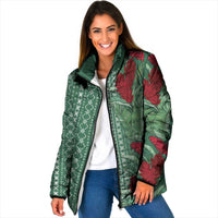 Women's Day Samoa Malu Tattoo Inspired Mix Teuila Padded Jacket Sage Green