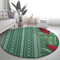Women's Day Samoa Malu Tattoo Inspired Mix Teuila Round Carpet Sage Green