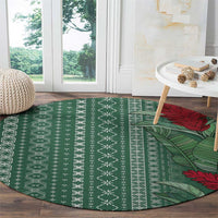 Women's Day Samoa Malu Tattoo Inspired Mix Teuila Round Carpet Sage Green