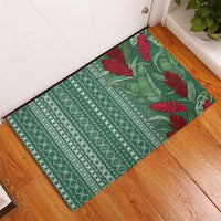 Women's Day Samoa Malu Tattoo Inspired Mix Teuila Rubber Doormat Sage Green