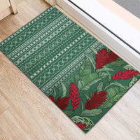 Women's Day Samoa Malu Tattoo Inspired Mix Teuila Rubber Doormat Sage Green