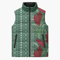 Women's Day Samoa Malu Tattoo Inspired Mix Teuila Sleeveless Puffer Jacket Sage Green
