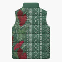 Women's Day Samoa Malu Tattoo Inspired Mix Teuila Sleeveless Puffer Jacket Sage Green
