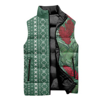 Women's Day Samoa Malu Tattoo Inspired Mix Teuila Sleeveless Puffer Jacket Sage Green