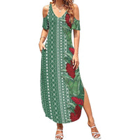 Women's Day Samoa Malu Tattoo Inspired Mix Teuila Summer Maxi Dress Sage Green