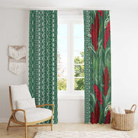 Women's Day Samoa Malu Tattoo Inspired Mix Teuila Window Curtain Sage Green
